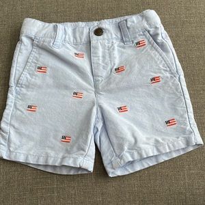 Janie and Jack Embroidered Flag Oxford Blue Boys Shorts Size 2T
